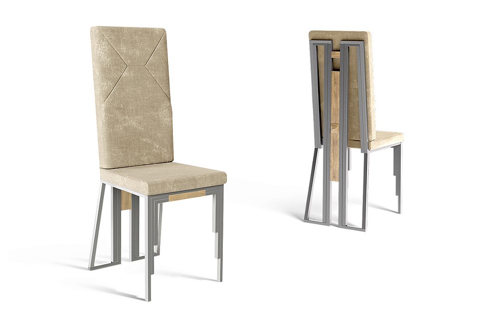 Стул "Black"; белый шелк, серебро; Velutto 18