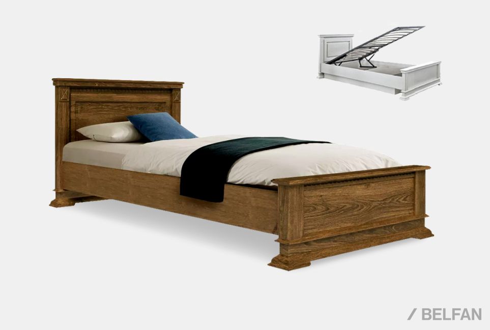 Кровать "Верди Люкс" (низкое изножье) с подъемным механизмом массив и шпон дуба 1