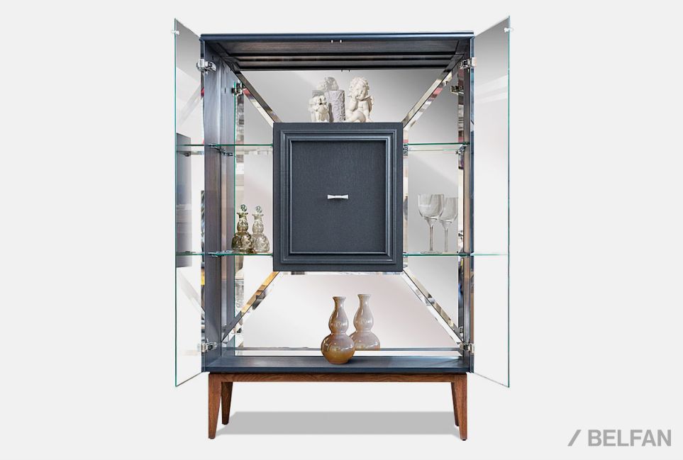 Тумба высокая "Сакраменто" (стекло) массив и шпон дуба, МДФ 3