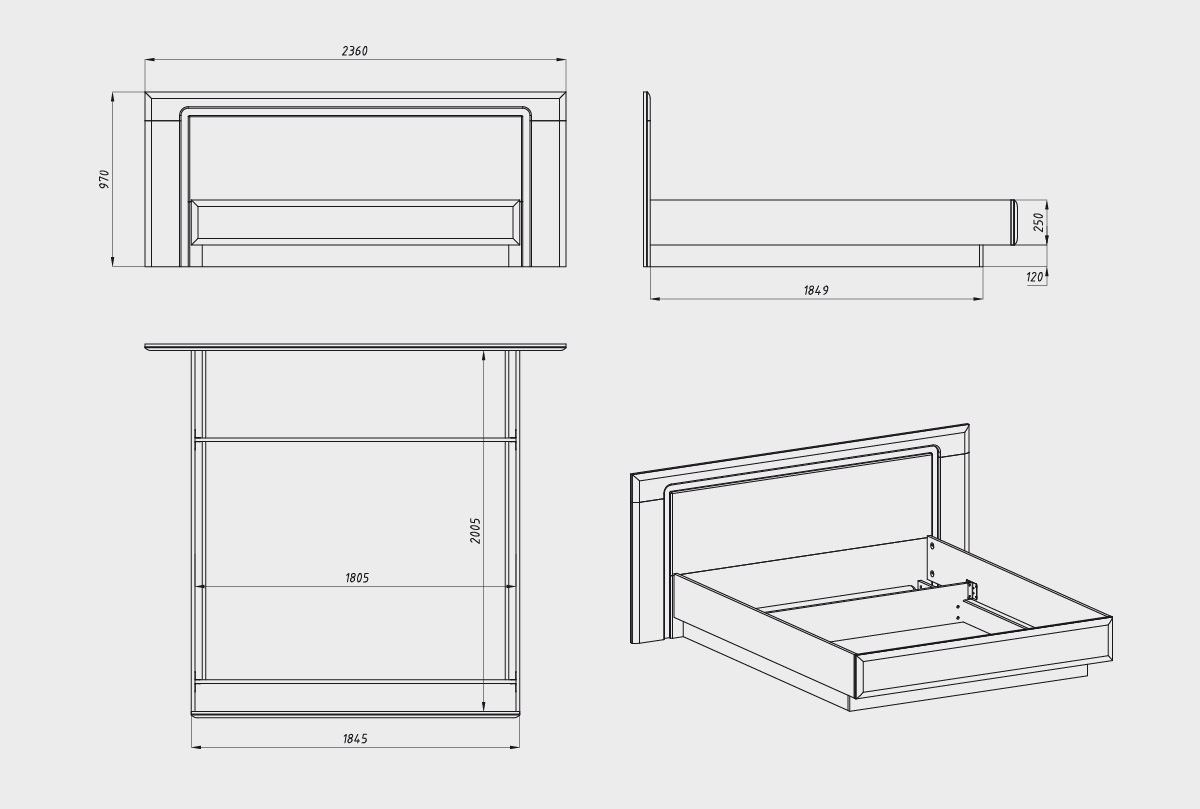 Кровать "Bremen" массив дуба 4
