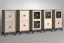 Тумба высокая "Cube Design" 2; фасад "косынка+стекло" (шпон); *КМ-009.62с; левая; серый дуб, белёный дуб