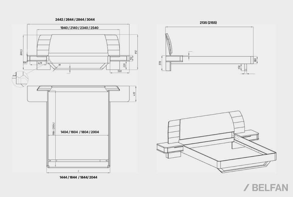 Кровать "Монблан" (с прикроватными тумбами) массив дуба 5