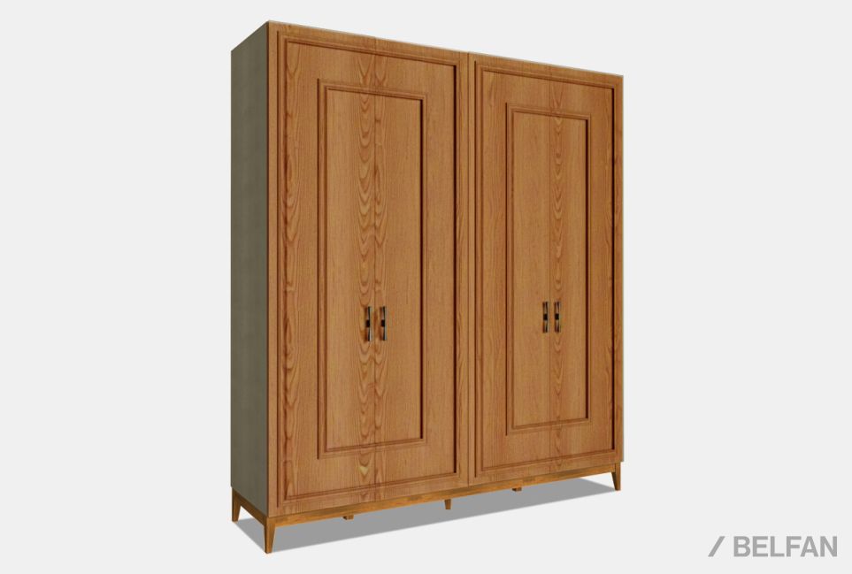 Шкаф 4-х дверный "Сакраменто" (с декором) массив и шпон дуба, МДФ 1