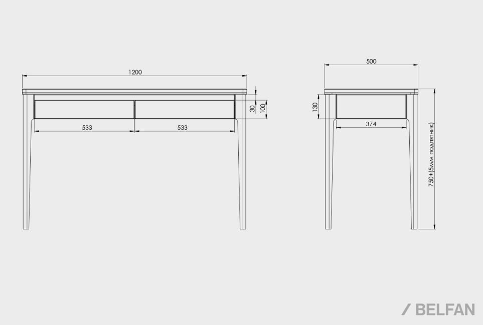 Стол туалетный "Wallstreet" массив дуба, МДФ 4