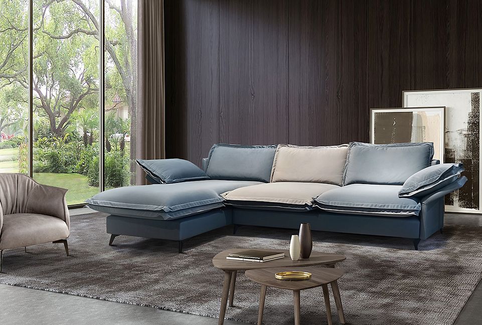 "Grand" диван с оттоманкой; нераскл.; 2L8R; правый; начальная группа ткани