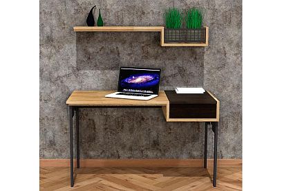 Стол письменный "Cube Design" (1 ящик); *КМ-009.155; правый; графит, бейц-масло