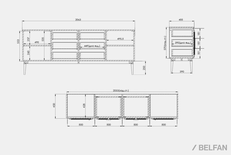 Тумба "Сакраменто" 4 (с ящиками) массив и шпон дуба, МДФ 3