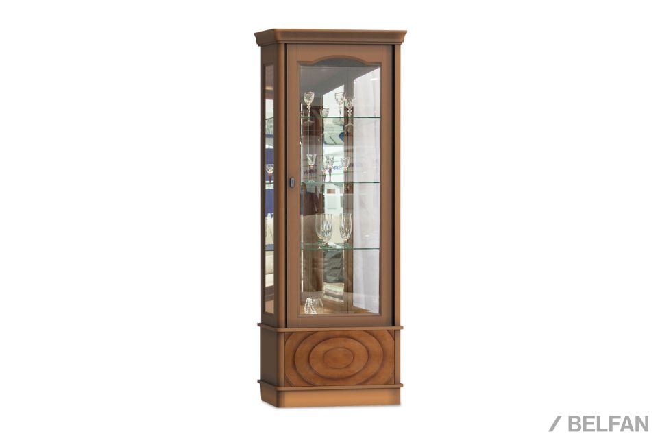 Шкаф с витриной 1-но дв. "Офелия" (правый) массив и шпон ольхи 1