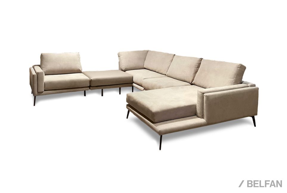 "Walker" диван угловой с оттоманкой и пуфом 1