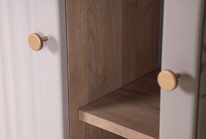 Витрина 2-х дверная "Меридиан" с нишей (комбинированная); *А-017.185; к-торфяной дуб, ф-нирвана