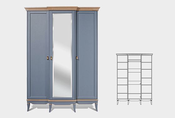 Шкаф для одежды 3-х дв. "Стюарт" (с зеркалом) массив и шпон дуба 5