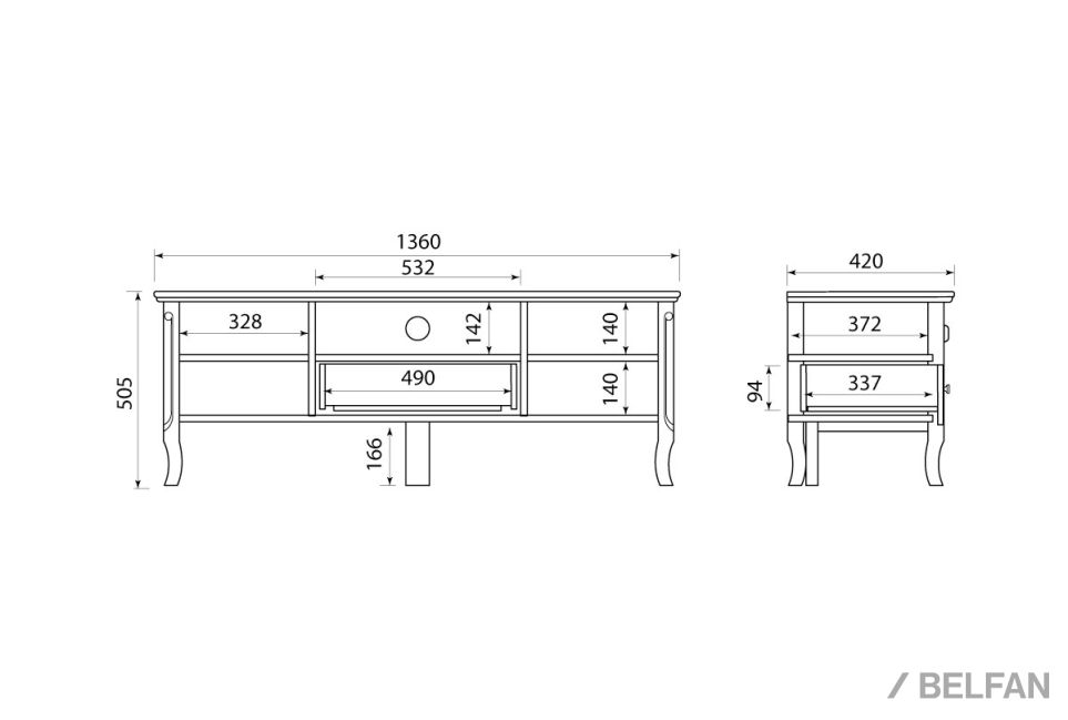 Тумба под ТВ "Katrin" (узкая) массив и шпон дуба 2