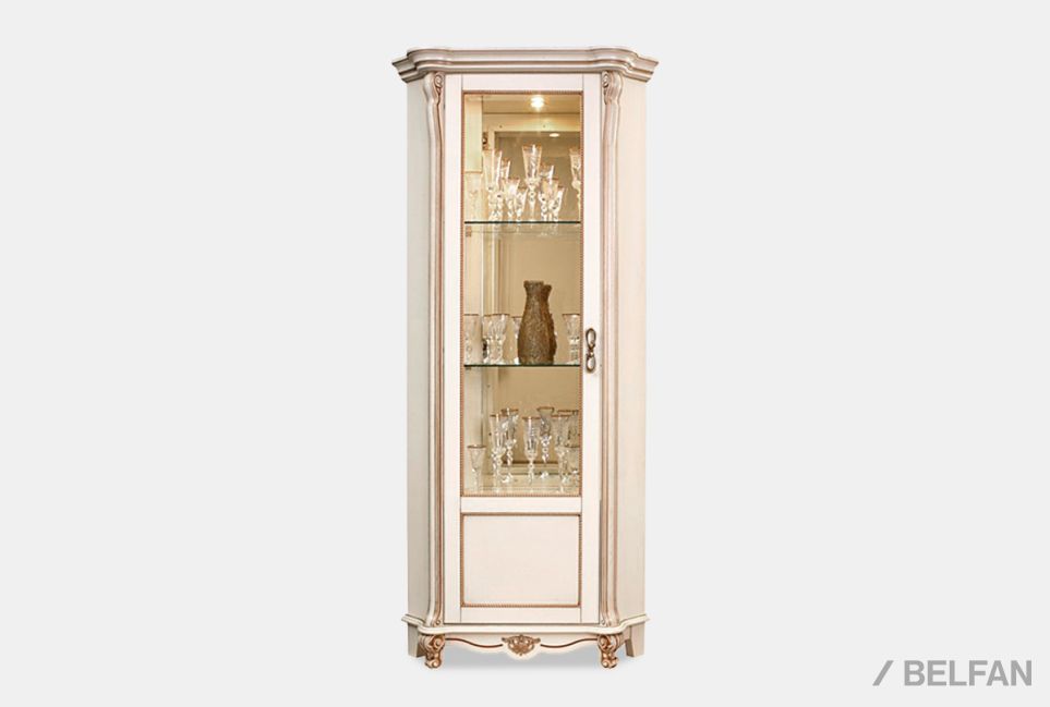 Шкаф с витриной угловой "Алези 10" (левый) массив дуба 2