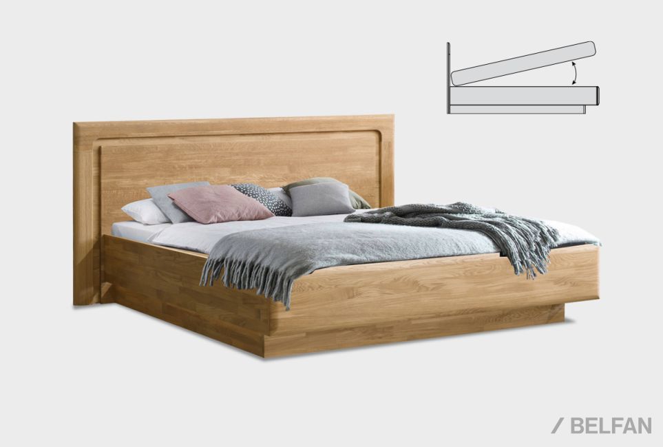 Кровать "Bremen" (узкая) с подъемным механизмом массив дуба 1