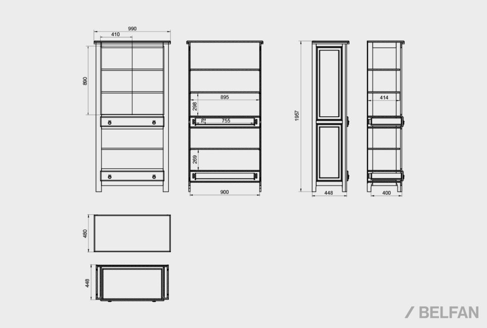 Стеллаж "Горд" массив дуба 2