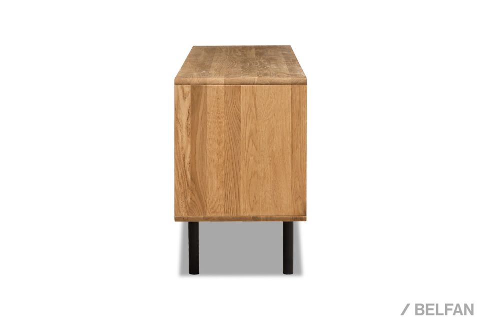 Тумба под ТВ высокая "Norman" 4 с нишей (левая) массив дуба, МДФ, металл 5