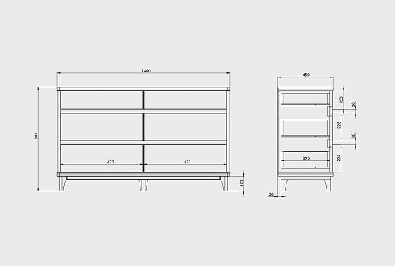 Комод "Уоллстрит" 6 массив дуба, МДФ 3