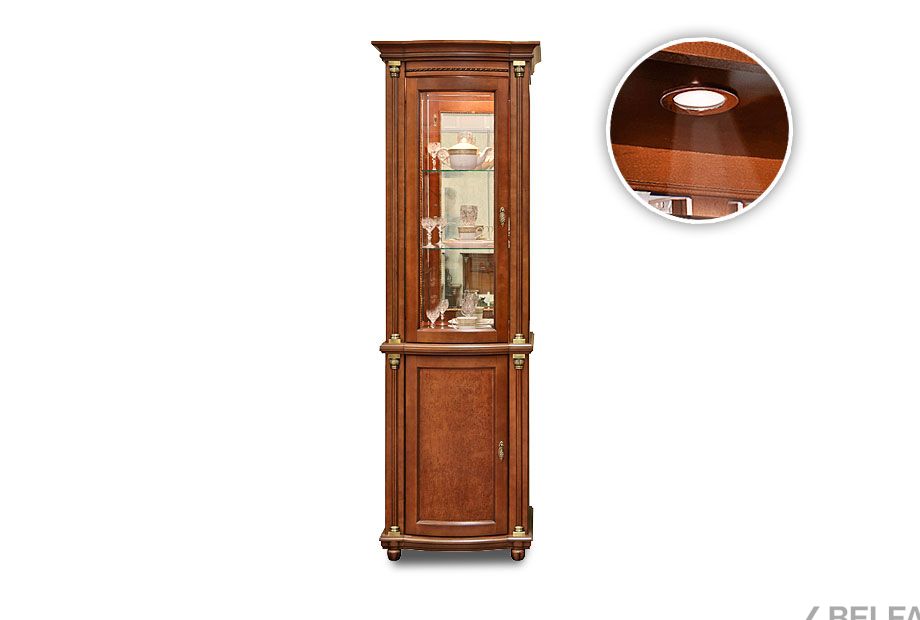 Шкаф с витриной "Валенсия 1з" массив и шпон берёзы 1