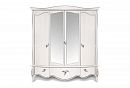 Шкаф для одежды 4-х дв. "Трио" (с зеркалом); белая эмаль с серебряной патиной+серебро