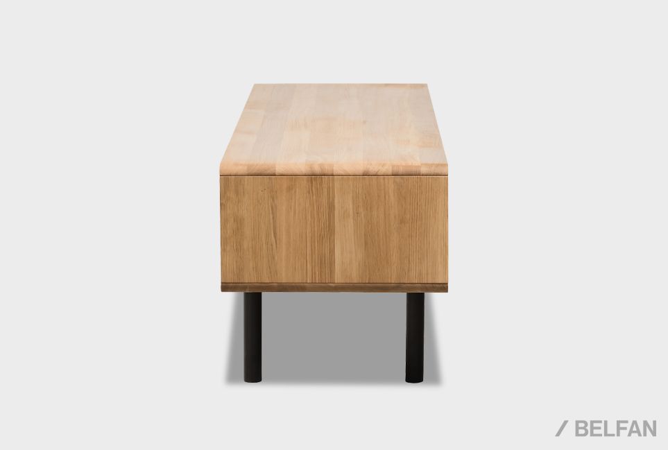 Тумба под ТВ низкая "Норман" 4 массив дуба, МДФ, металл 3