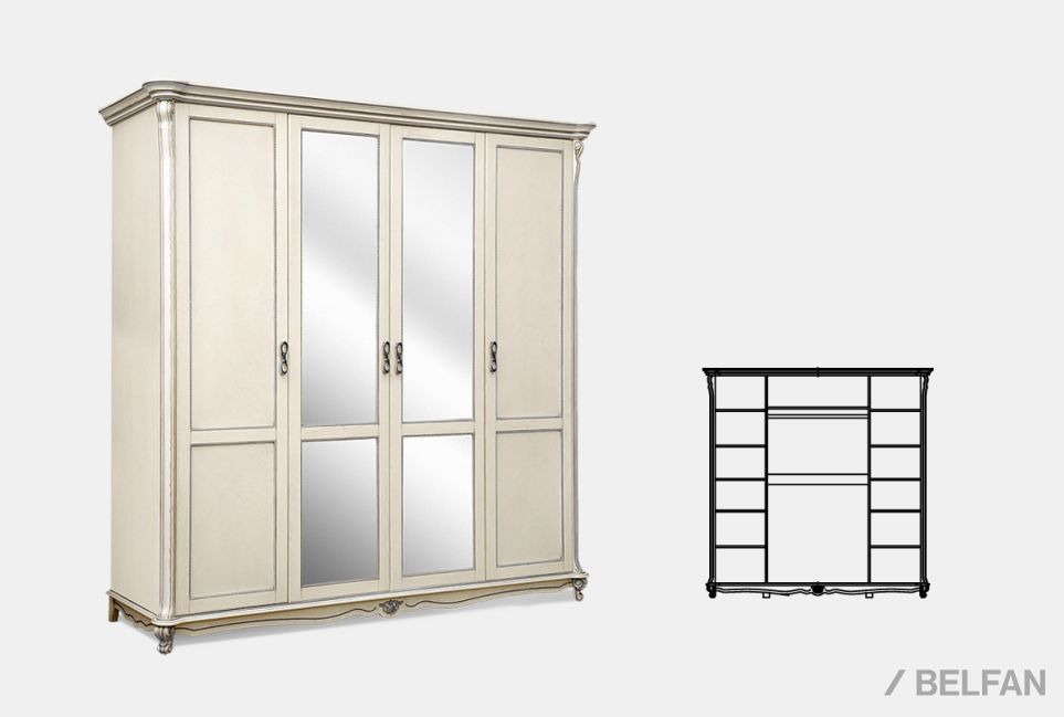 Шкаф 4-х дв. "Алези" массив и шпон дуба 2