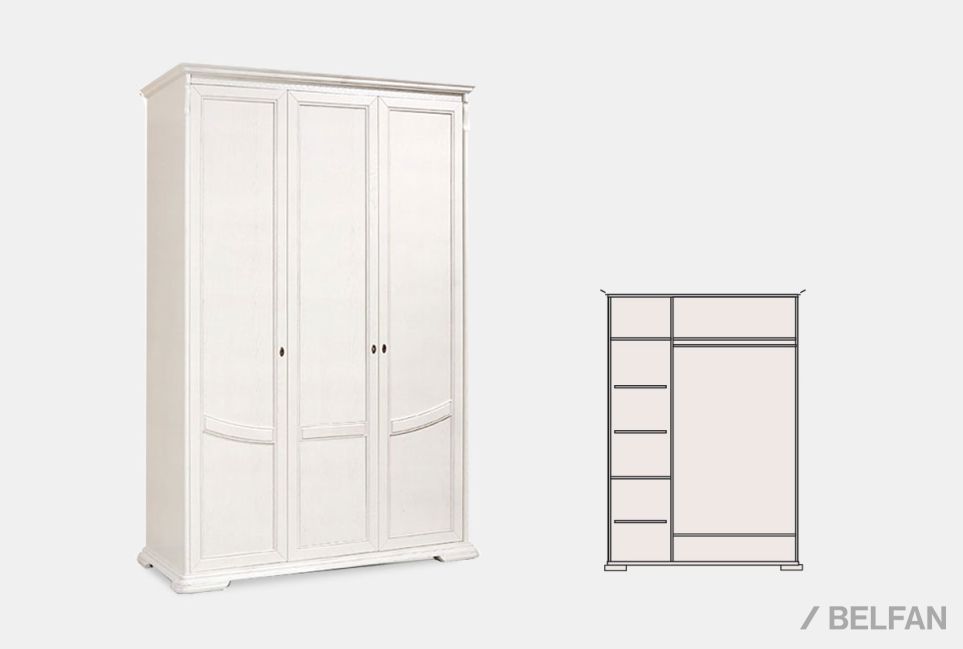 Шкаф для одежды 3-х дв. "Лика" (без зеркала) массив и шпон дуба 2