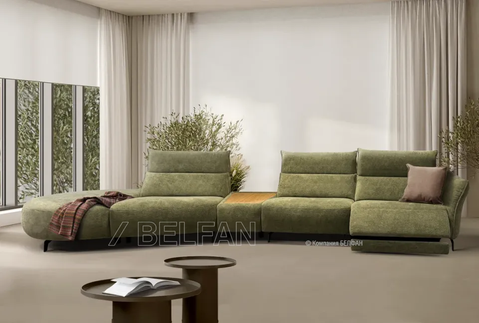 "Floyd" диван индивидуальной  модификации; нераскл.; 1EL+10+1T+7R; металл черный; начальная группа ткани