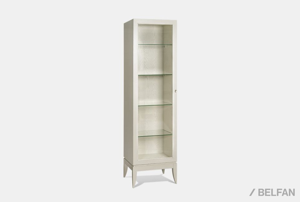 Шкаф с витриной 1-но дв. "Costa" левый (подсветка) массив и шпон дуба 1