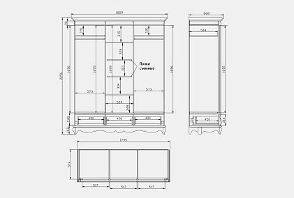 Шкаф для одежды "Тэфи" 3-х дв. без зеркала