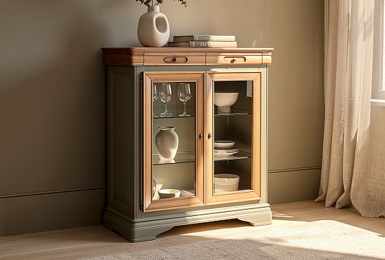 Тумба высокая "Оливия" (стекло) массив и шпон ольхи 2