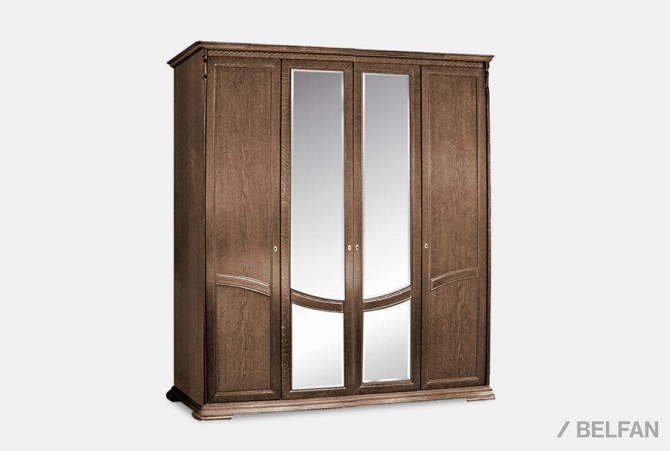 Шкаф для одежды 4-х дв. "Лика" (с зеркалом) массив и шпон дуба 1