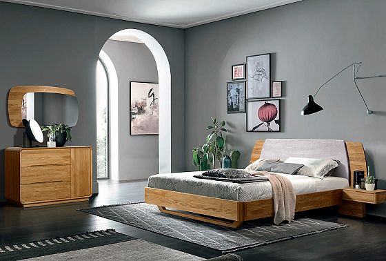 Кровать "Монблан" (с прикроватными тумбами) массив дуба 4