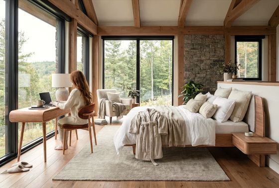 Кровать "Монблан" (с прикроватными тумбами) массив дуба 7