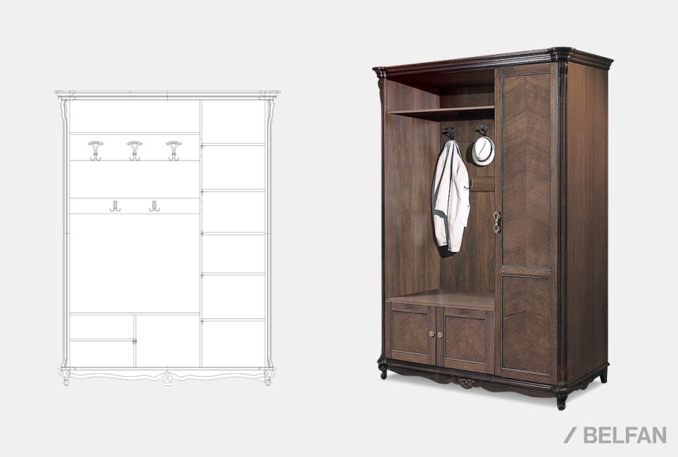 Шкаф комбинированный "Алези 1" (левый) массив и шпон дуба 2