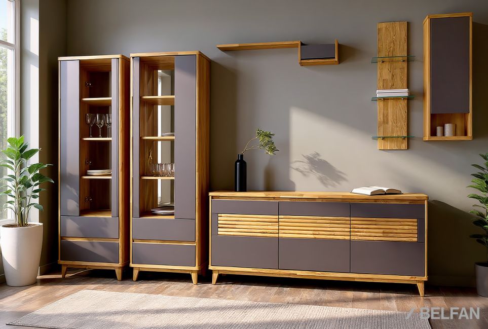 Шкаф с витриной 1-но дверный "Уоллстрит" (правый) массив дуба, МДФ 2