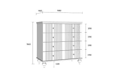 Комод "Рандеву" 04; белый лак+антик 24