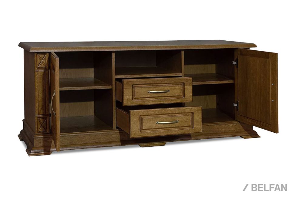 Тумба под ТВ "Верди Люкс ТВ2/1" (глухие двери) массив и шпон дуба 3