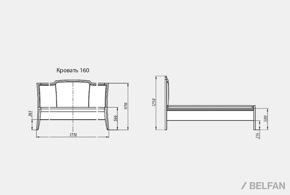 Кровать "Costa" (низкое изножье) массив и шпон дуба 4