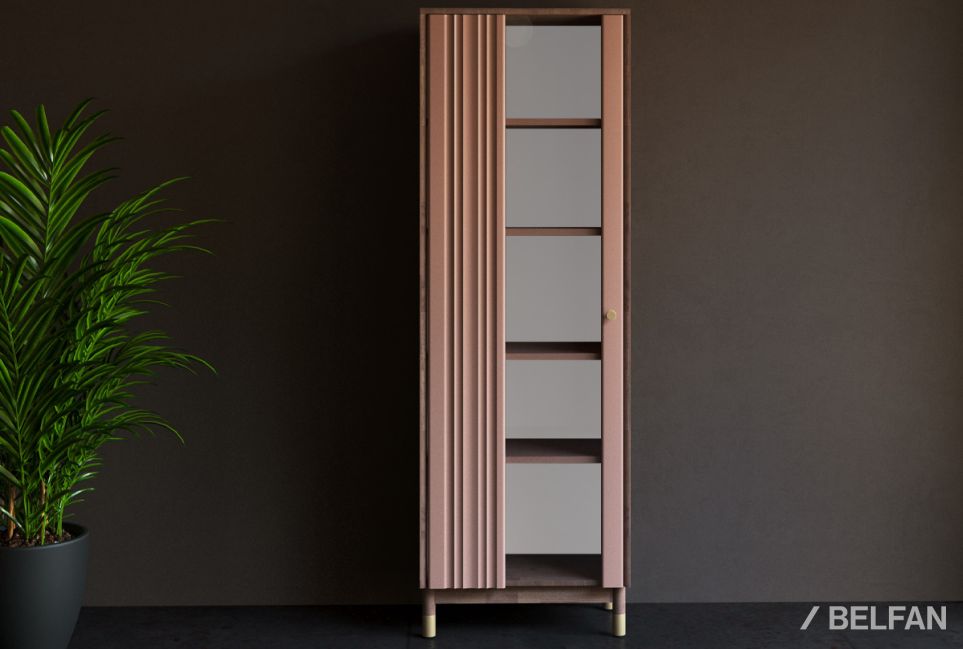 Витрина 1-но дверная "Меридиан" (левая) массив дуба, МДФ 2