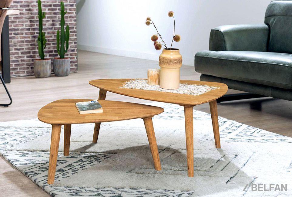 Стол журнальный "Арт" 90 (капля) массив дуба 3