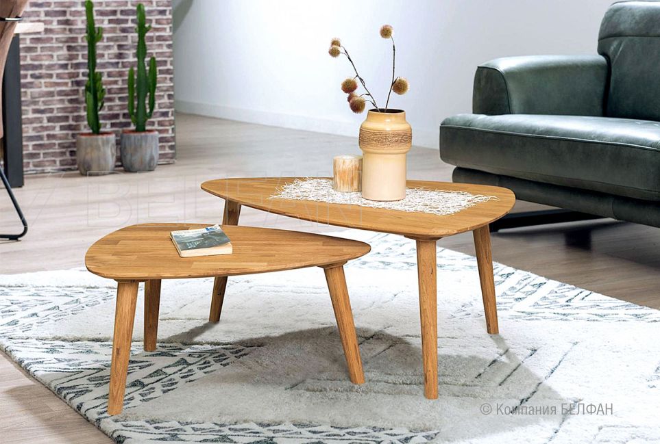 Стол журнальный "Art Collection" 90 (капля) массив дуба 3