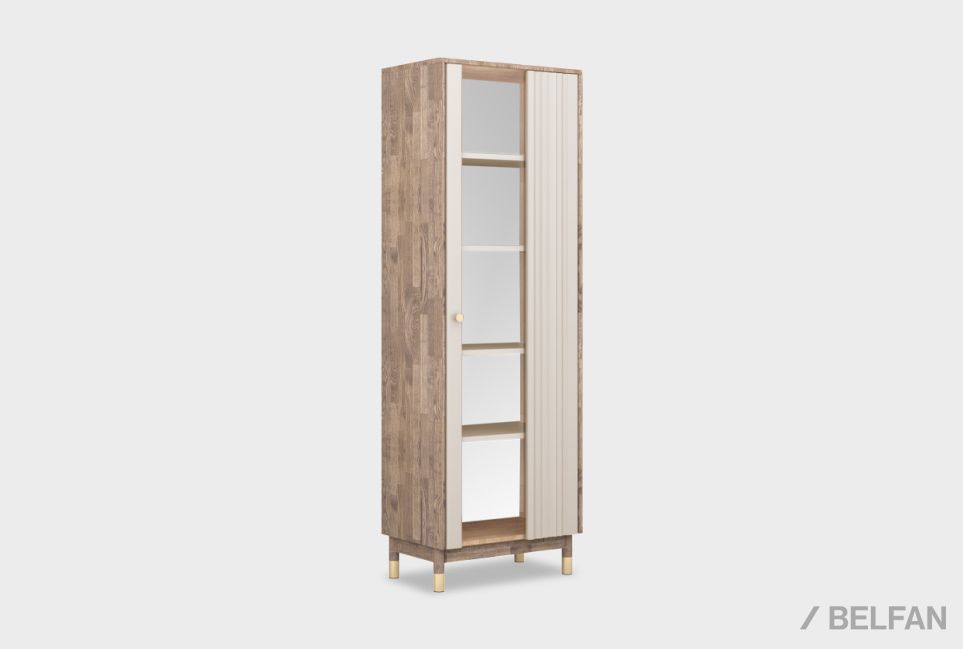 Витрина 1-но дверная "Меридиан" (правая) массив дуба, МДФ 1