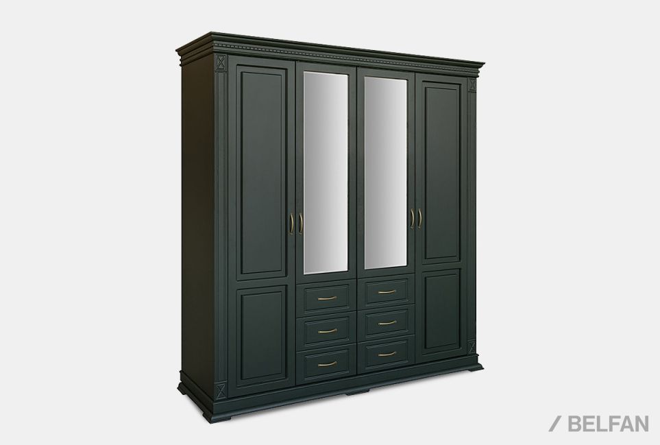 Шкаф 4-х дверный "Верди Люкс" массив и шпон дуба 1