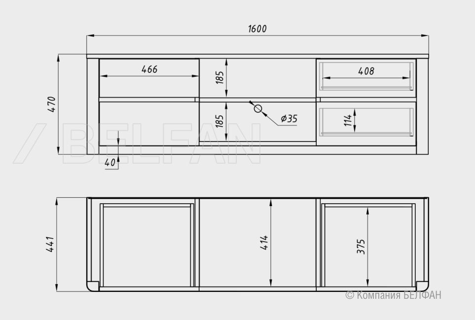 Тумба под ТВ "Норд" массив дуба 7