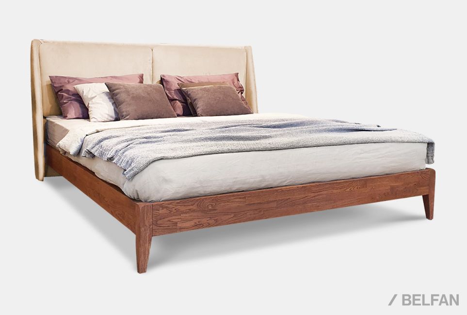 Кровать "Сакраменто" (мягкое изголовье) массив дуба 1