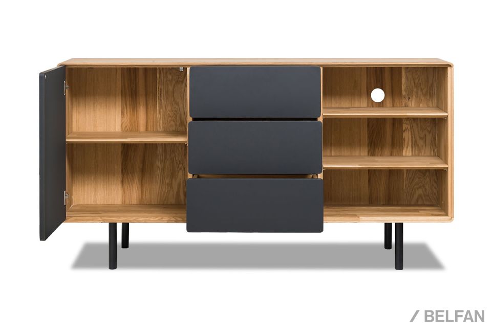 Тумба "Norman" 3 с нишей (правая) массив дуба, МДФ, металл 5