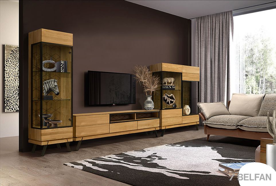 Тумба высокая "Etna" (стекло) массив дуба, металл 4