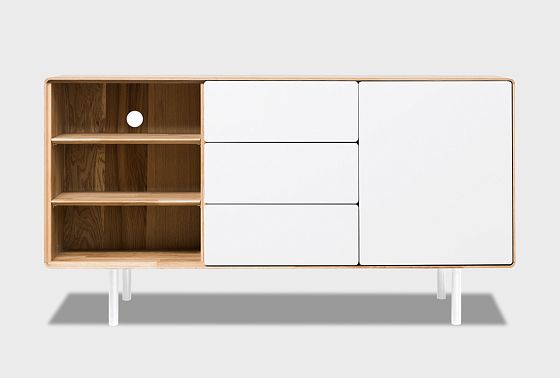 Тумба "Норман" 3 с нишей (левая) массив дуба, МДФ, металл 10