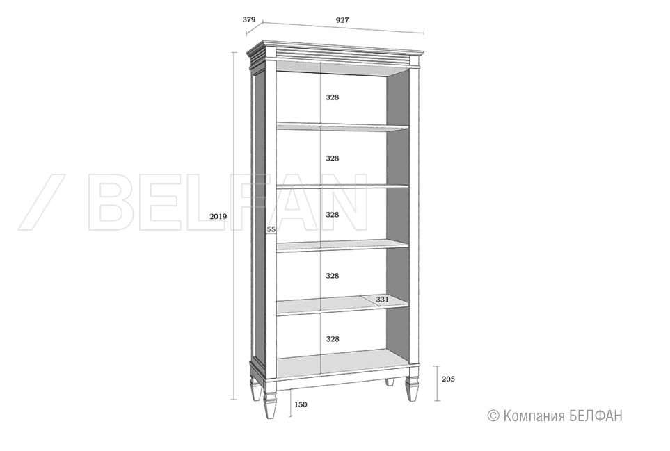 Стеллаж "Ольса" 200/000 массив сосны 3