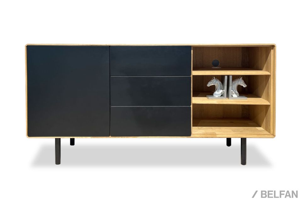 Тумба "Norman" 3 с нишей (правая) массив дуба, МДФ, металл 8